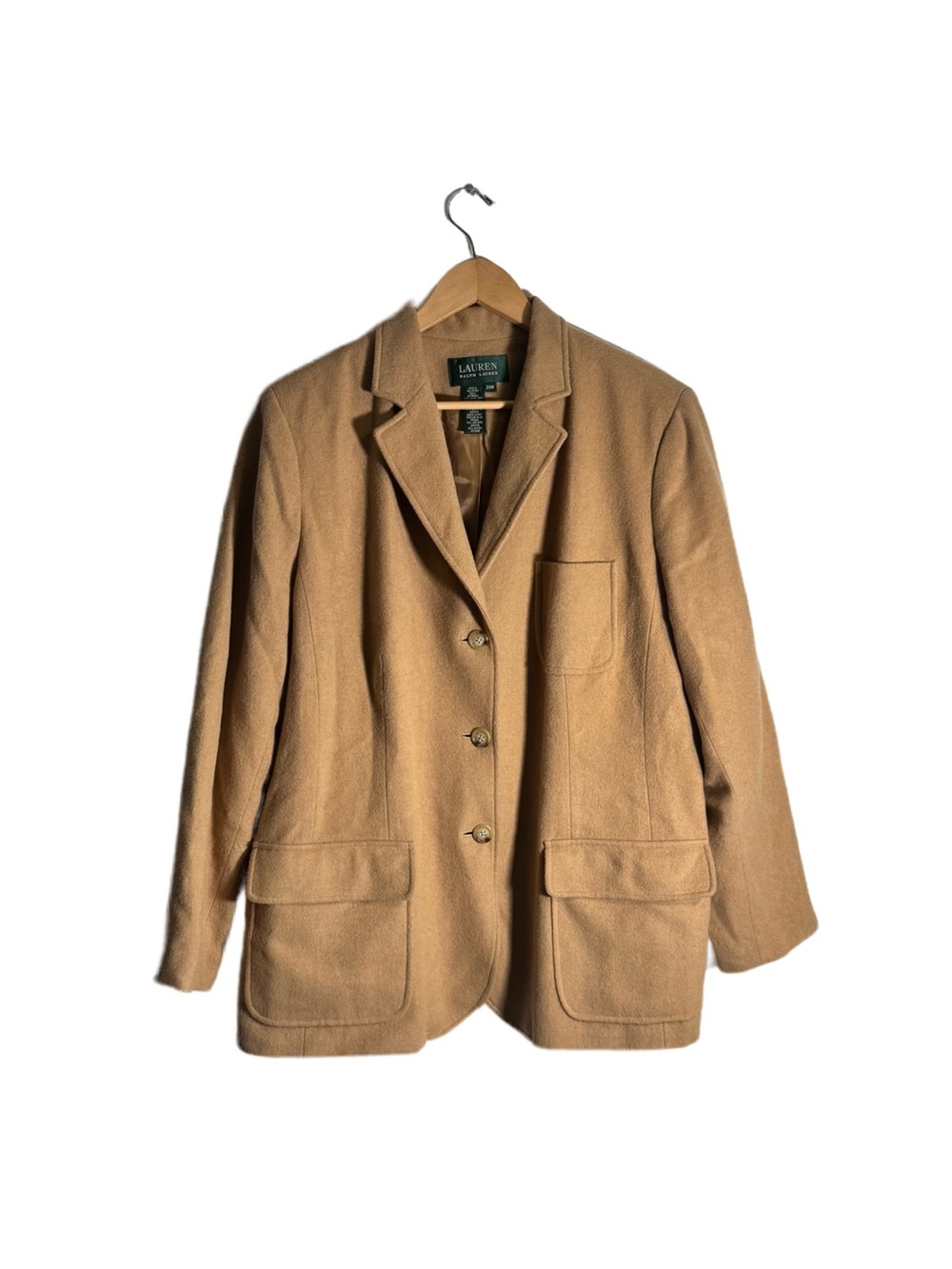 Lauren Ralph Lauren Camel Hair Blazer Jacket Women's 20W Button Closure Pockets